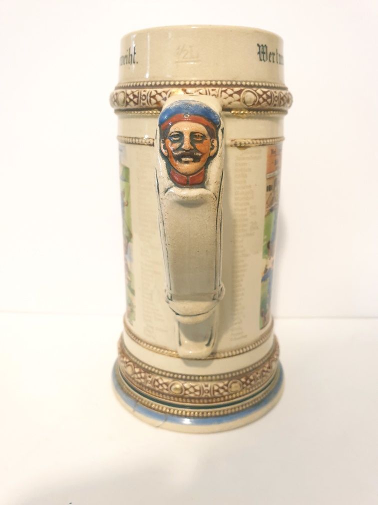 Militaria: Antiga caneca de cerveja de Regimento alemão de 1911