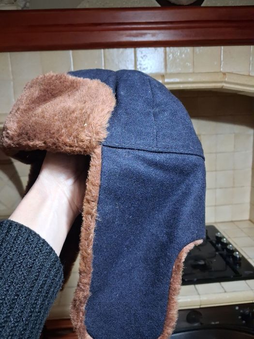 Zimowa czapka uszatka Mysliwska PRL Nowa!