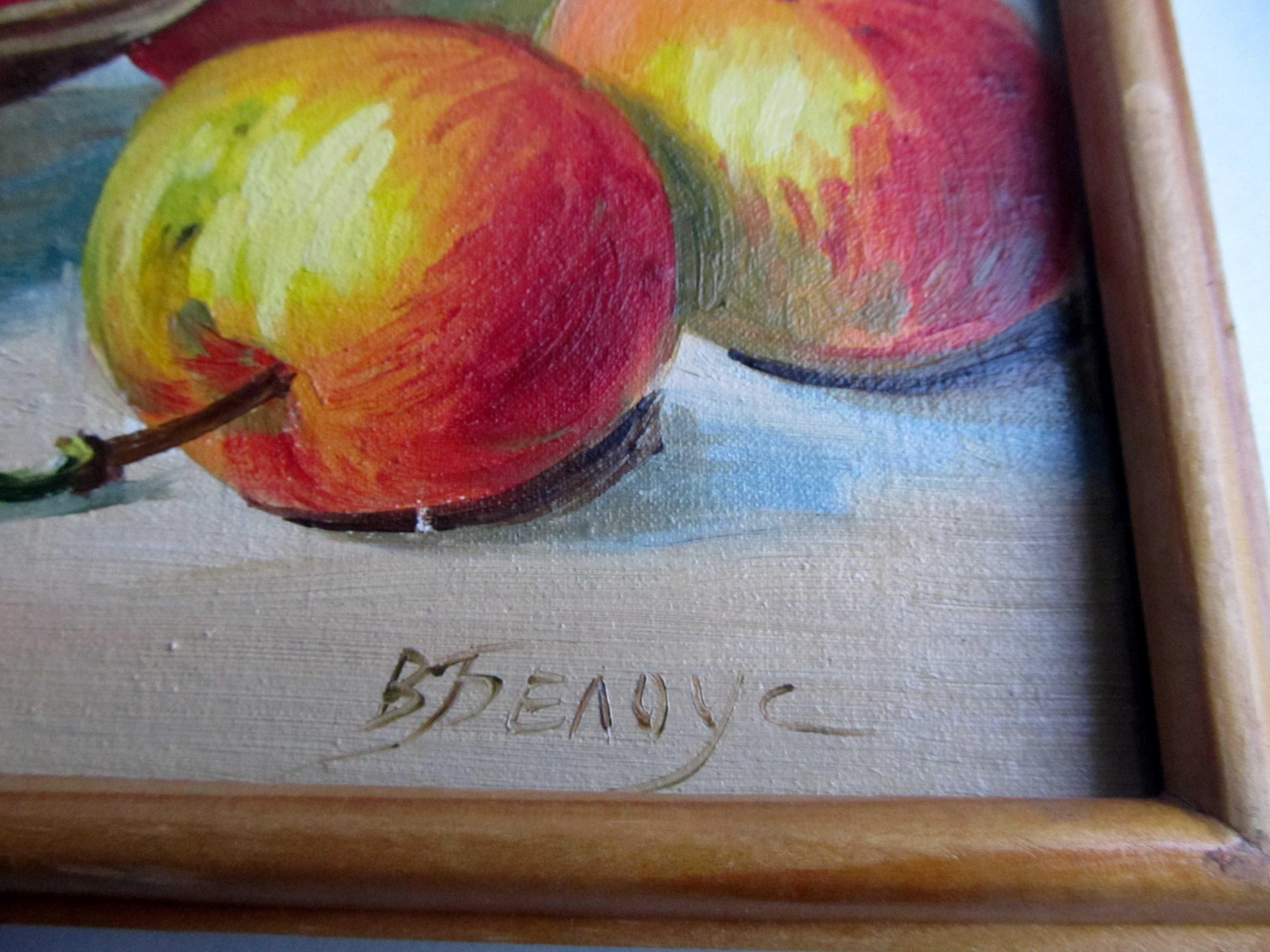 Картина маслом натюрморт яблоки 32х25см В. Белоус (Билоус) В.А. 1944