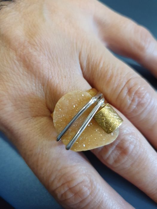 Anel em ouro branco e amarelo 19,2 k