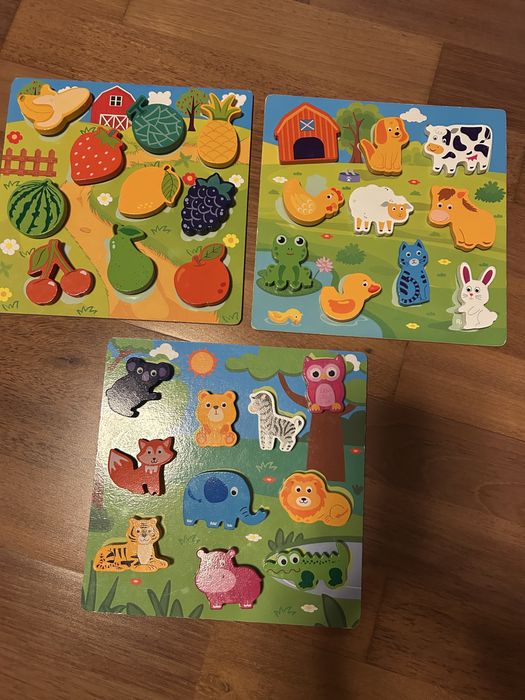 Układanki drewniane  na rzepy