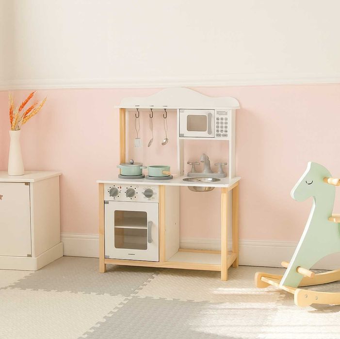 Mocna Duża Bezpieczna Kuchnia Drewniana Dla Dzieci  + Gratis Akcesoria