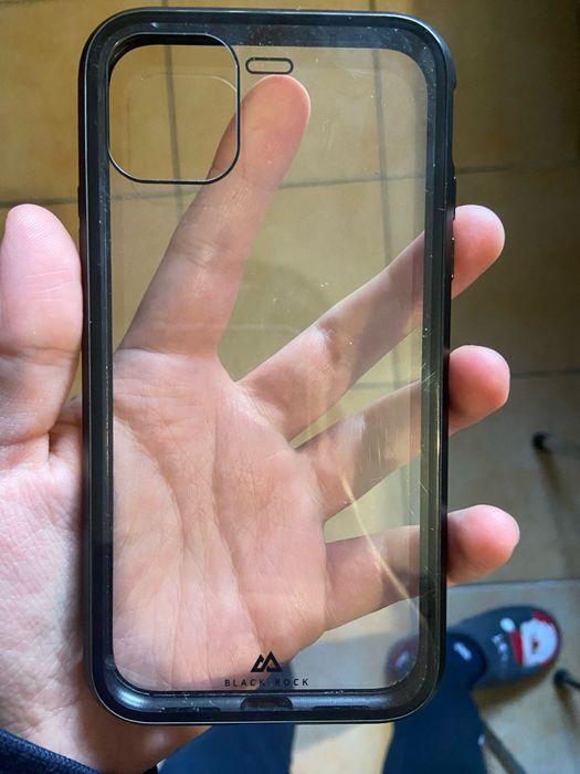 capa iphone 11 360 transparente de vidro  cor preta