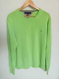 Męski sweterek z okrągłym dekoltem Tommy Hilfiger - zielony, rozmiar L