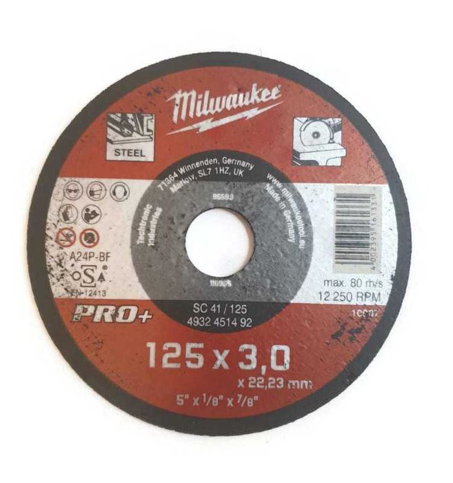 Milwaukee tarcza do cięcia metalu plaska PRO+, 125 x 3 x 22,2 mm