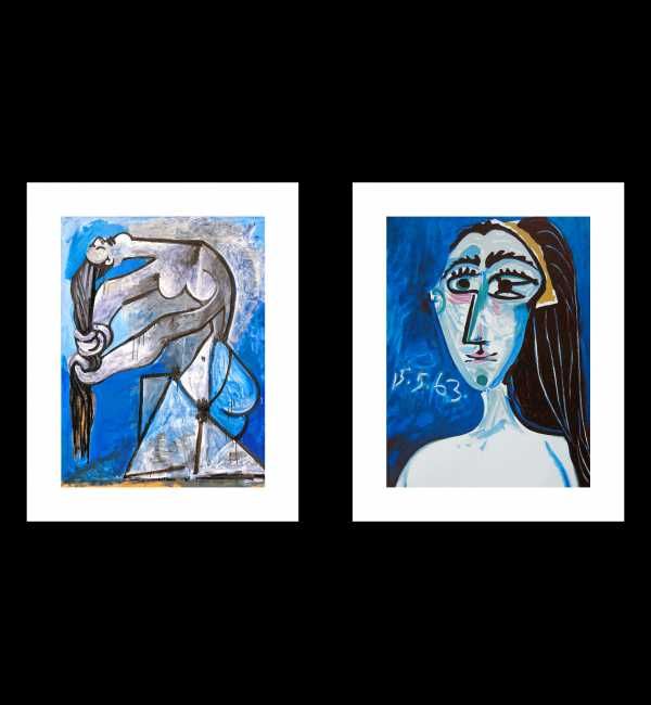 Picasso - Kobieta Wycierająca Włosy i Portret Blue, Niebieskie Plakaty