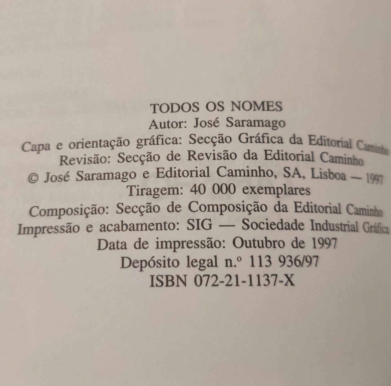 José Saramago - Todos os Nomes