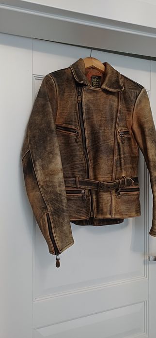 Skórzana kurtka motocyklowa vintage retro kolekcjonerska unikat germot