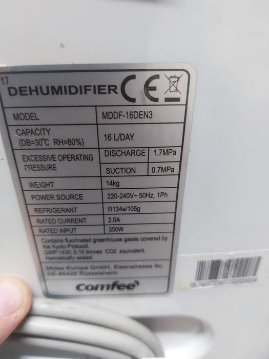 Осушувач повітря вологозбирач вологопоглинач Comfee 16л