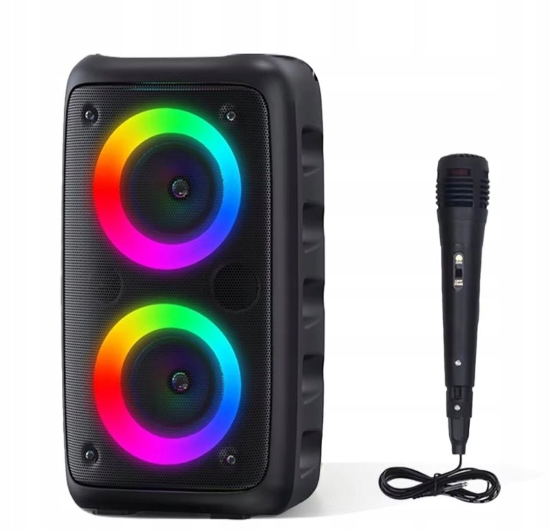 Głośnik bezprzewodowy przenośny 2w1 LED USB mikrofon bluetooth kolumna