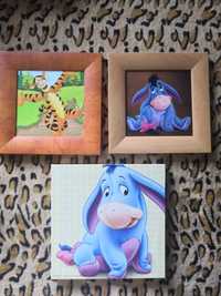 3 obrazy obrazki do pokoju dziecięcego Tygrysek osiołek Kłapouchy