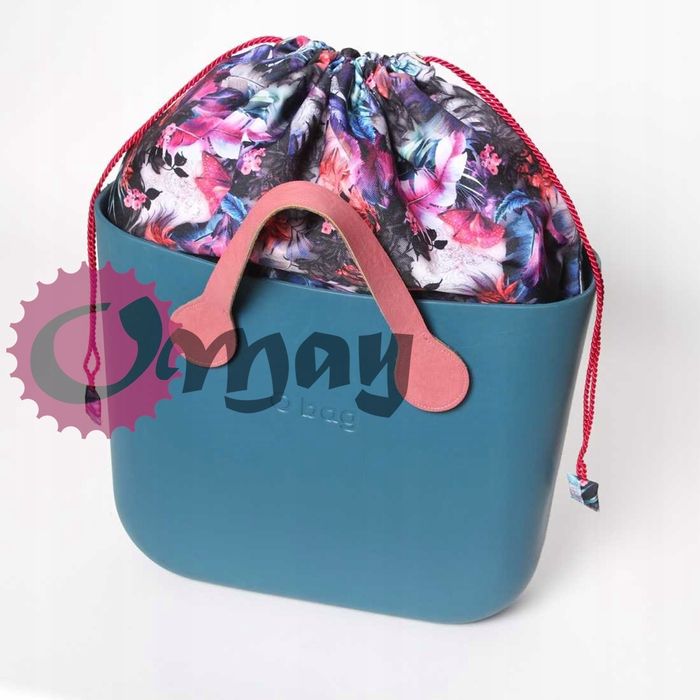 organizer OBAG STANDARD worek czarny kwiaty pióra 2 kieszenie OMAY