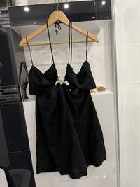 Zara lniana sukienka damska czarna vintage Xl na
