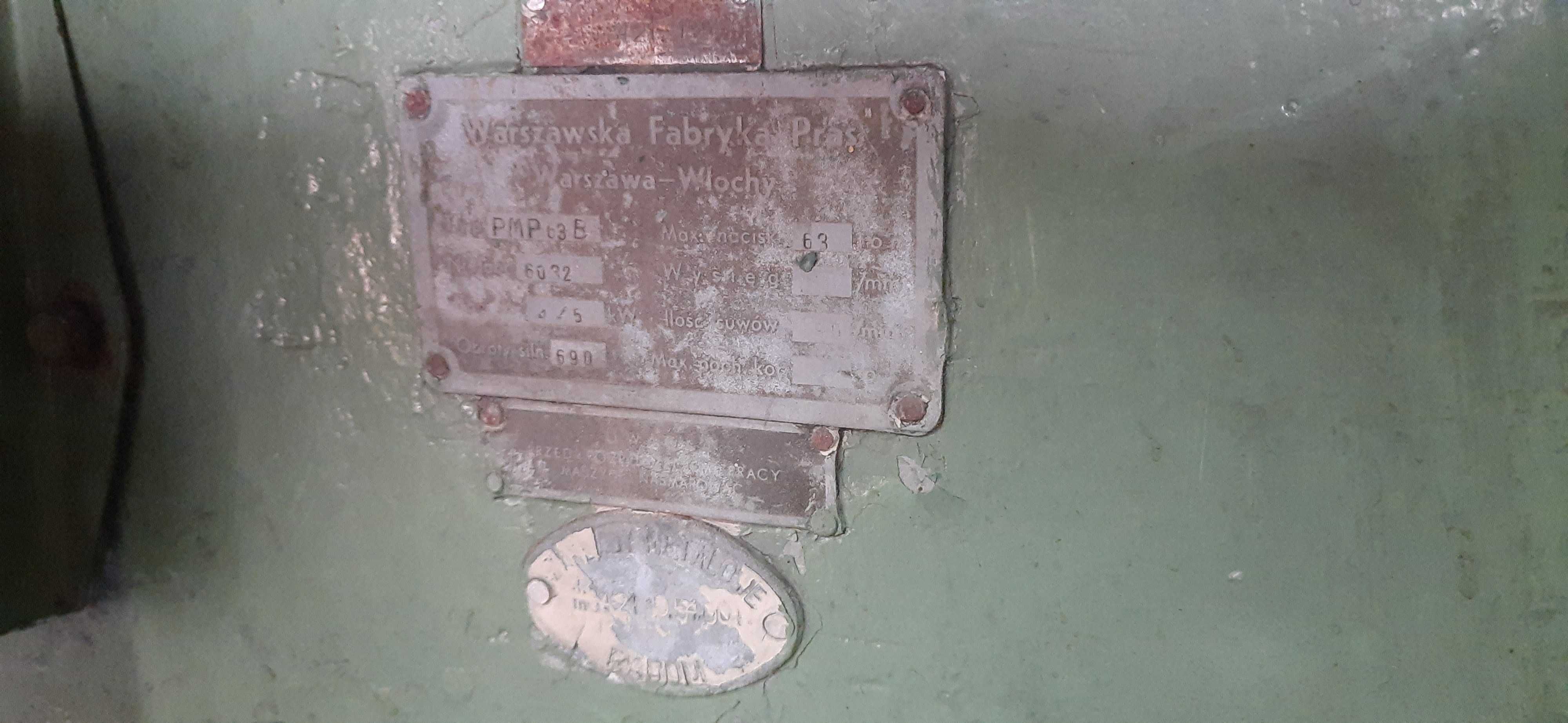 Prasa mimośrodowa PMP 63 B  UŻYWANA W DOBRYM STANIE