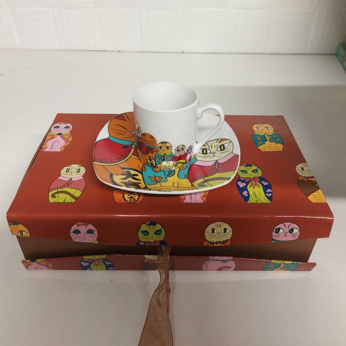 Conjunto de duas chavenas de café - Gato Preto