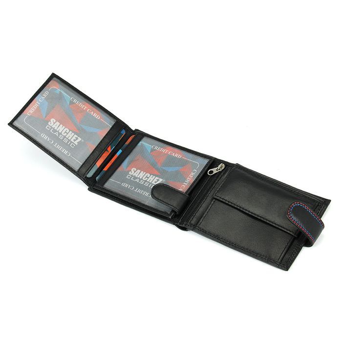 portfel męski z przeszyciem sanchez classic - czarny