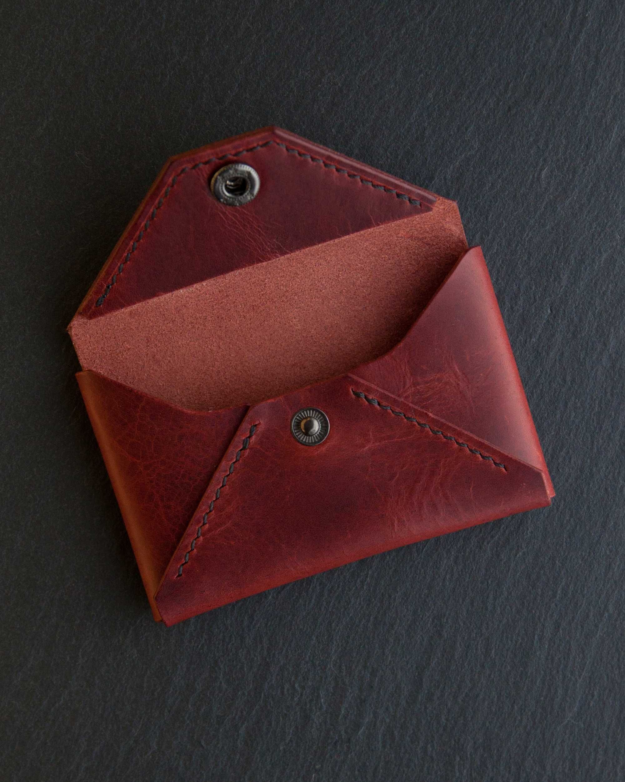 Portfel skórzany handmade burgundowy