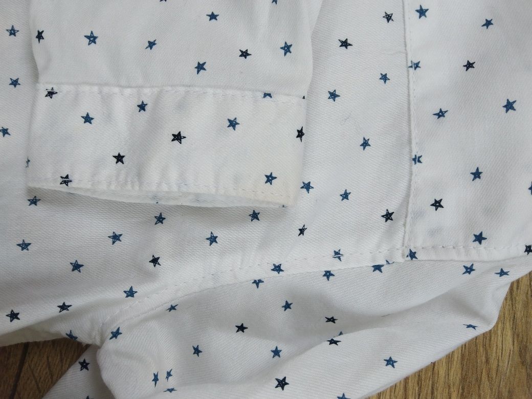 Koszula chłopięca świąteczna Zara 80 w gwiazdki elegancka z kołnierzem