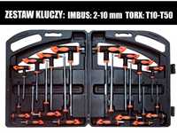 Klucze imbus 2-10 mm + Torx T10-T50, 16 szt