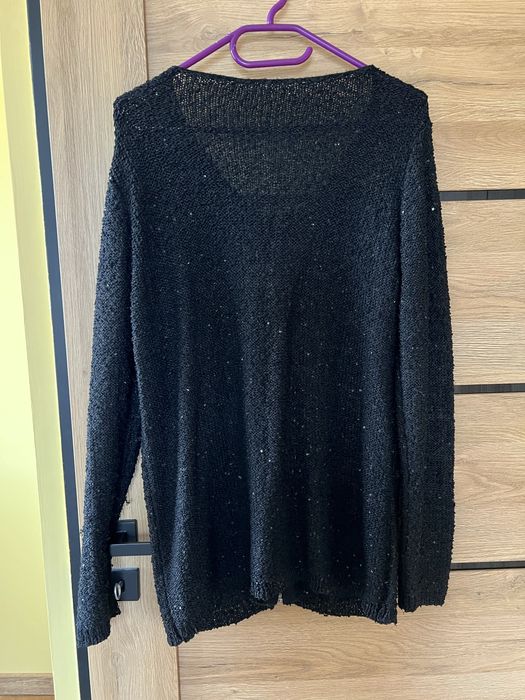 Sweter na zamek czarny z cekinami r. 44/46