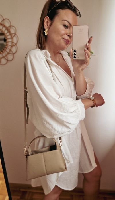 Sukienka koszulowa oversize tunika Gioya plus size biała