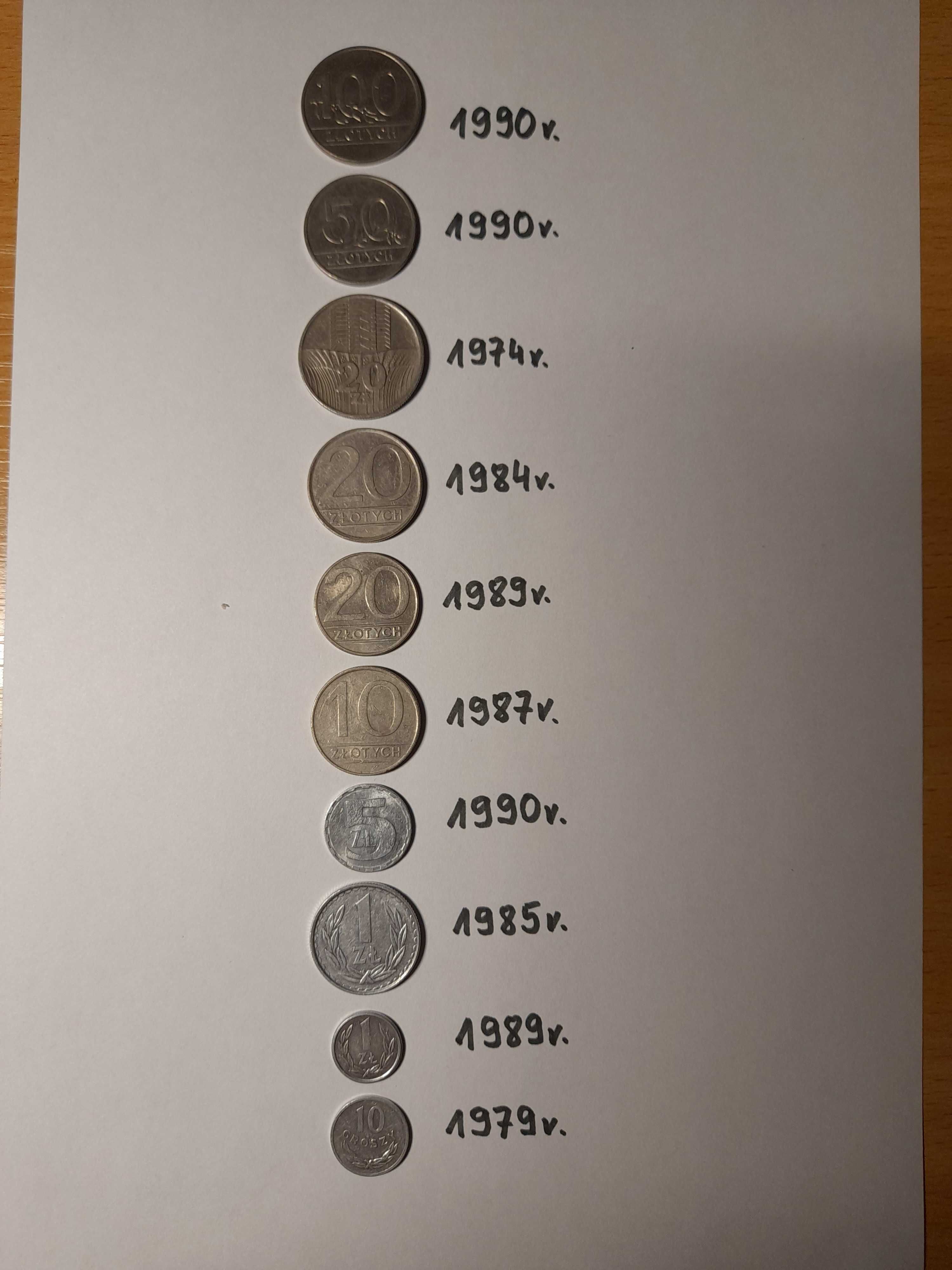 Monety z miedzioniklu i aluminium z lat 1974 - 1990