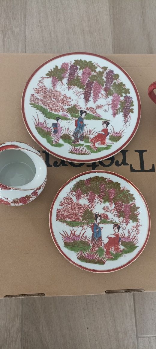 Zestaw deserowy oryginalna chińska porcelana kpl.