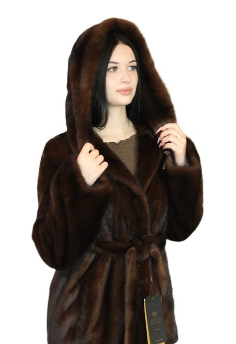 Płaszcz z futra grzbietów norczych -  Mink Male Mahogany