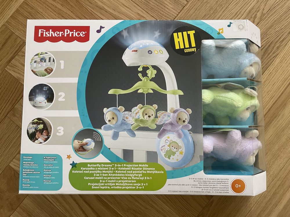 Karuzela z misiami Fisher Price 3w1 z projektorem i muzyka