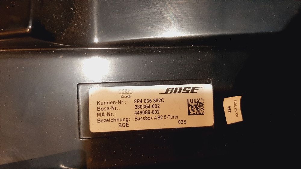 Audi a3 8p 08-12 Sportback Głosniki BOSE Wzmacniacz Subufer Wzmacniacz
