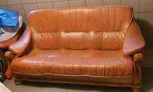 Skórzany komplet wypoczynkowy kanapa sofa fotel