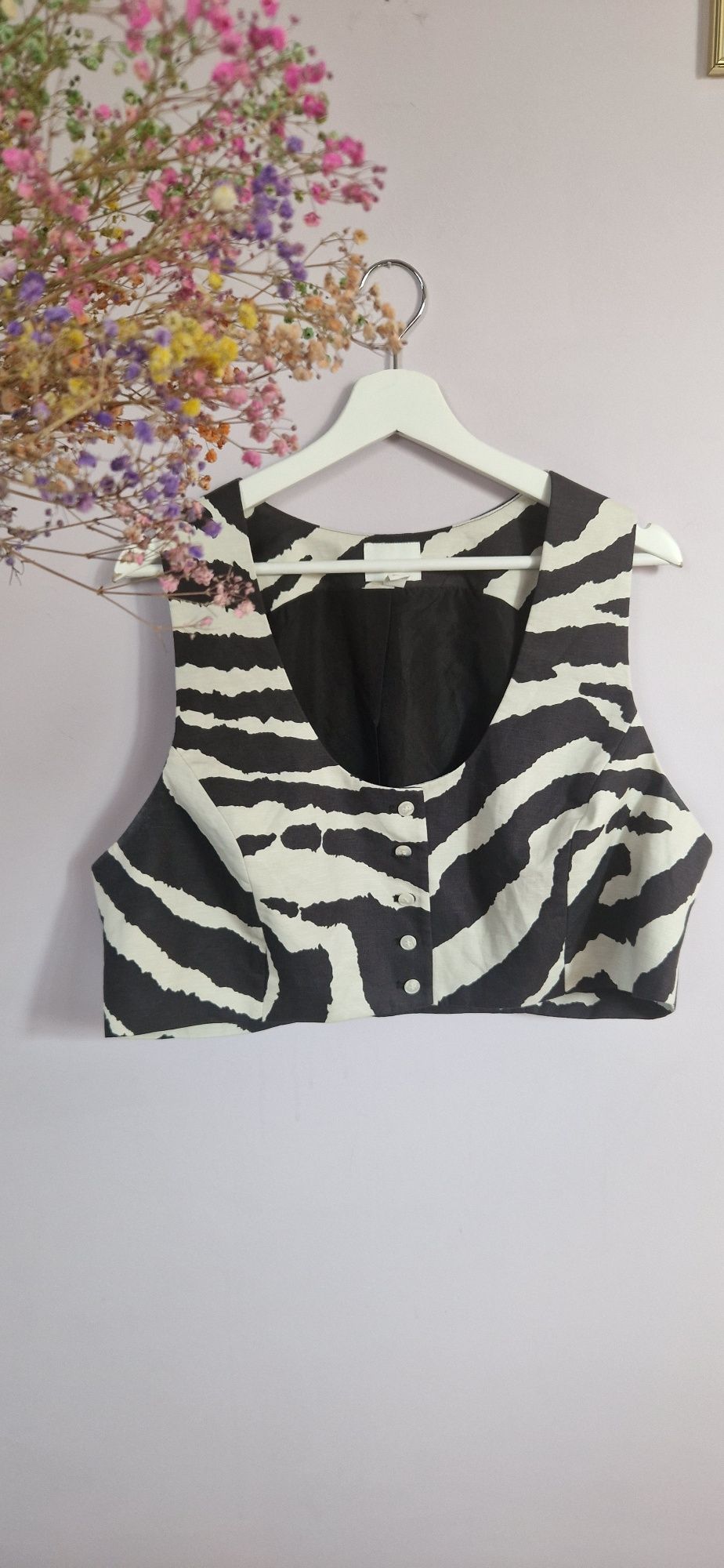 Krótka letnia kamizelka w zebrę plus size crop top H&M XL- 5XL
