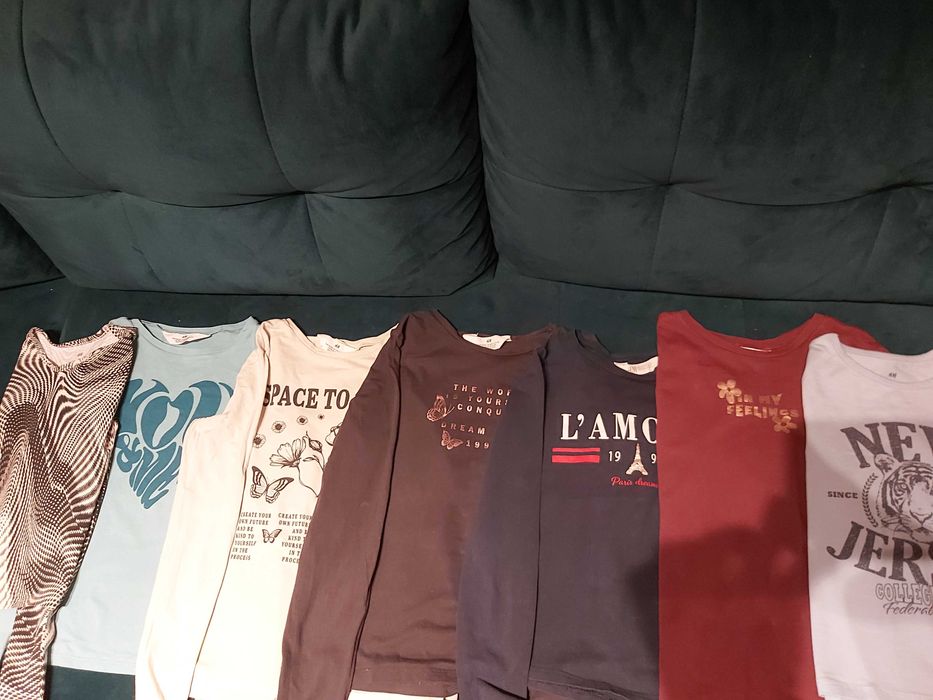 Zestaw 12x bluzka t-shirt długi rękaw hm 146-152