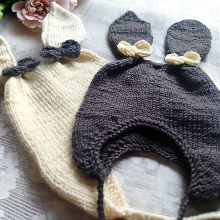 Ręcznie wykonana czapka królik z wełny merynosa - miękka, nie gryzie