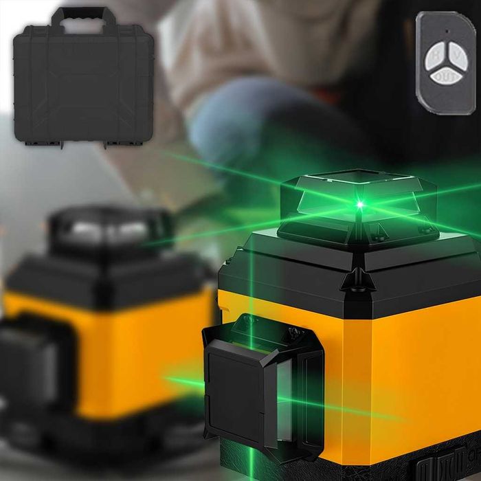 Laser Krzyżowy Poziomica Laserowa Statyw 4d 16 Linii 25m Walizka 2xaku