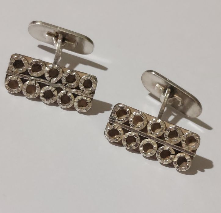 Srebrne stare spinki do mankietów spółdzielni Metaloplastyka M1