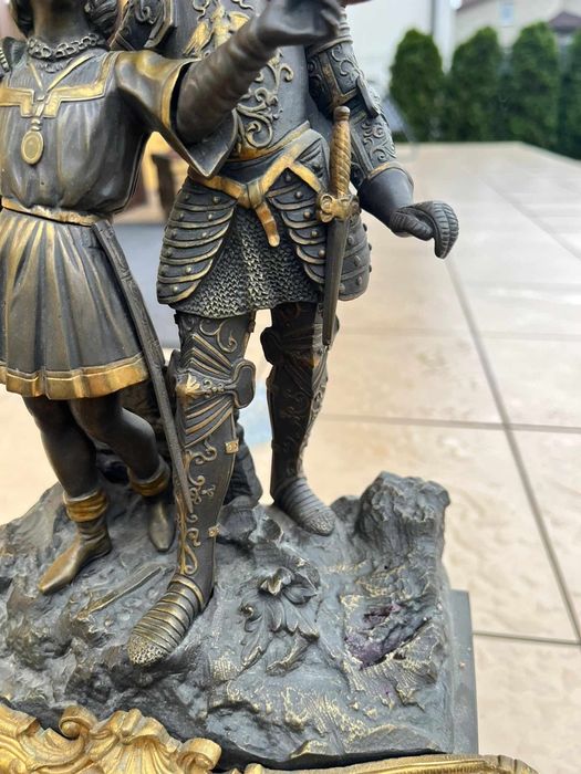 Zegar kominkowy brąz antyk XIXw Francja sygnowany 52cm prezent