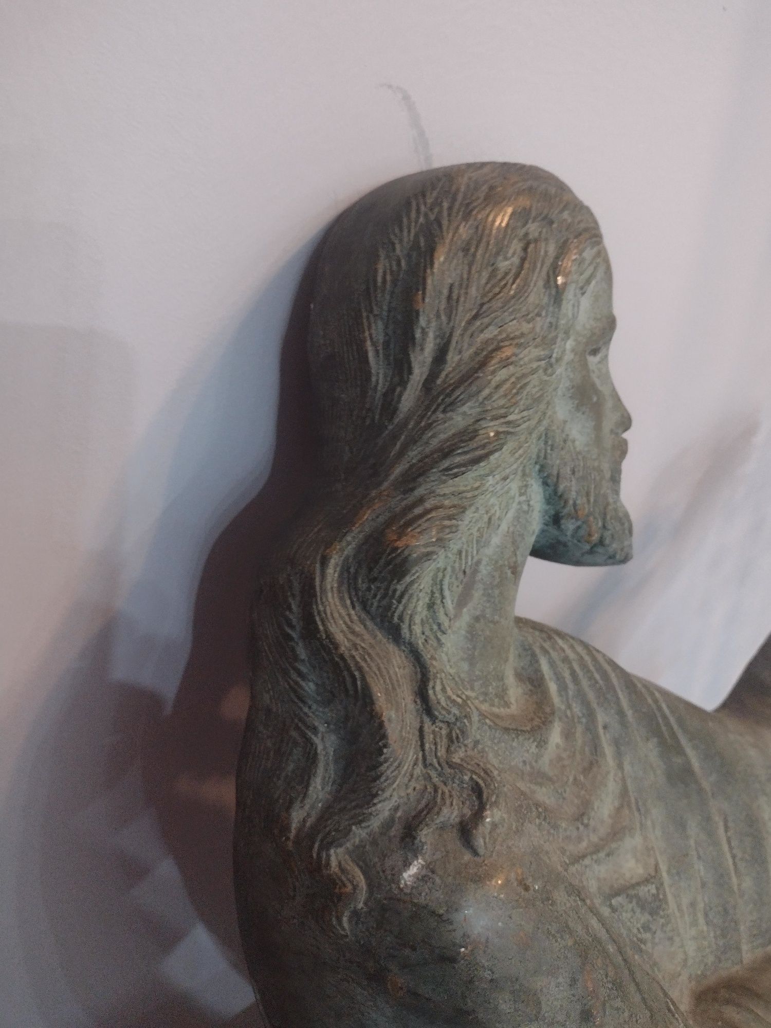 Piękna, bardzo stara płaskorzeźba Chrystusa z brązu 9kg. 80cm.