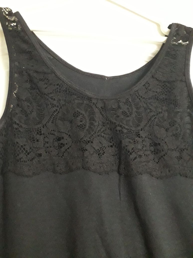 Bluzka top t-shirt bokserka czarna na lato S na ramiaczkach