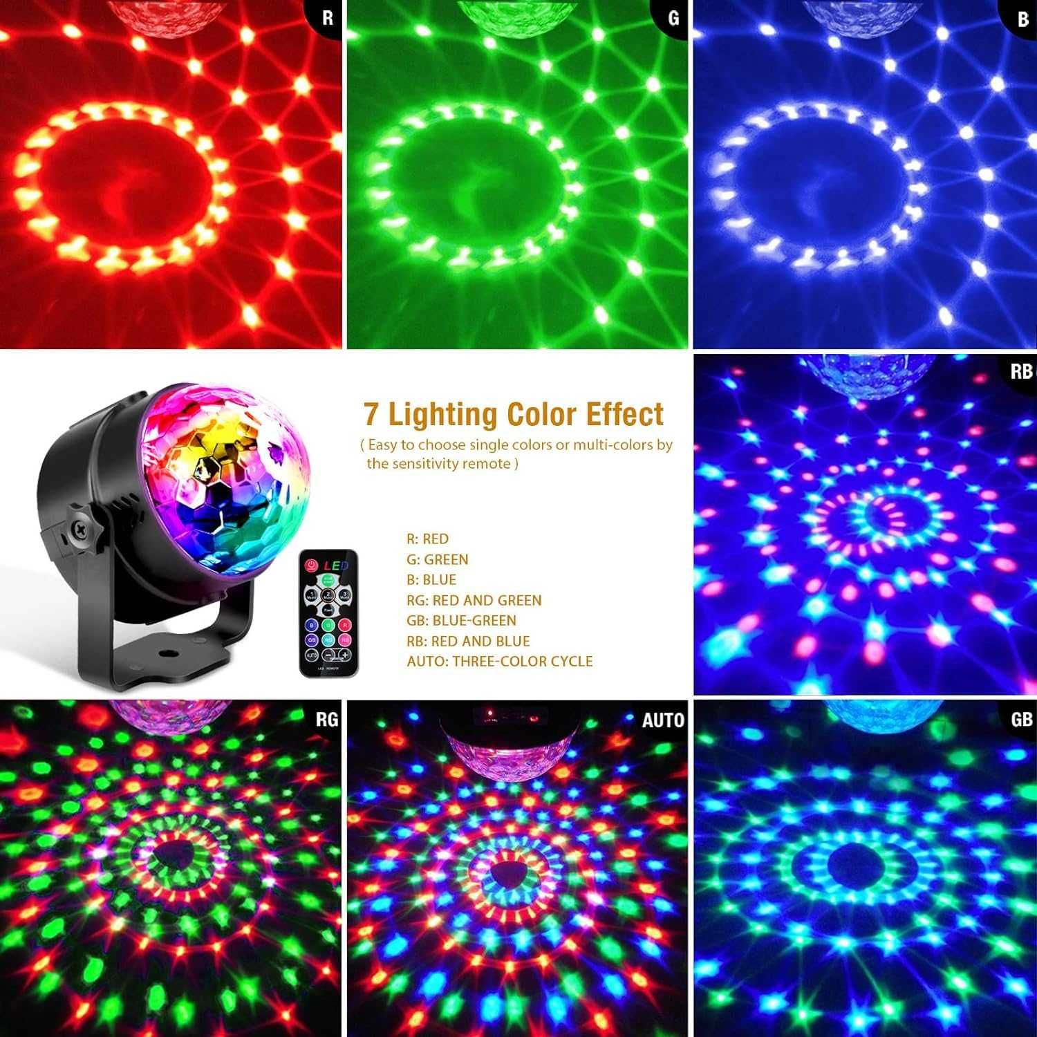 GOBIKEY Kula dyskotekowa LED Disco 360° RGB Pilot