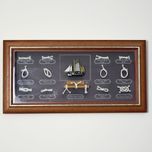 Quadro representando vários nós de marinheiro e veleiro