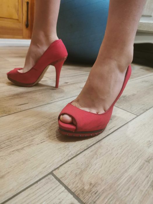Buty szpilki sandały Vintage r38 czerwone Berashka