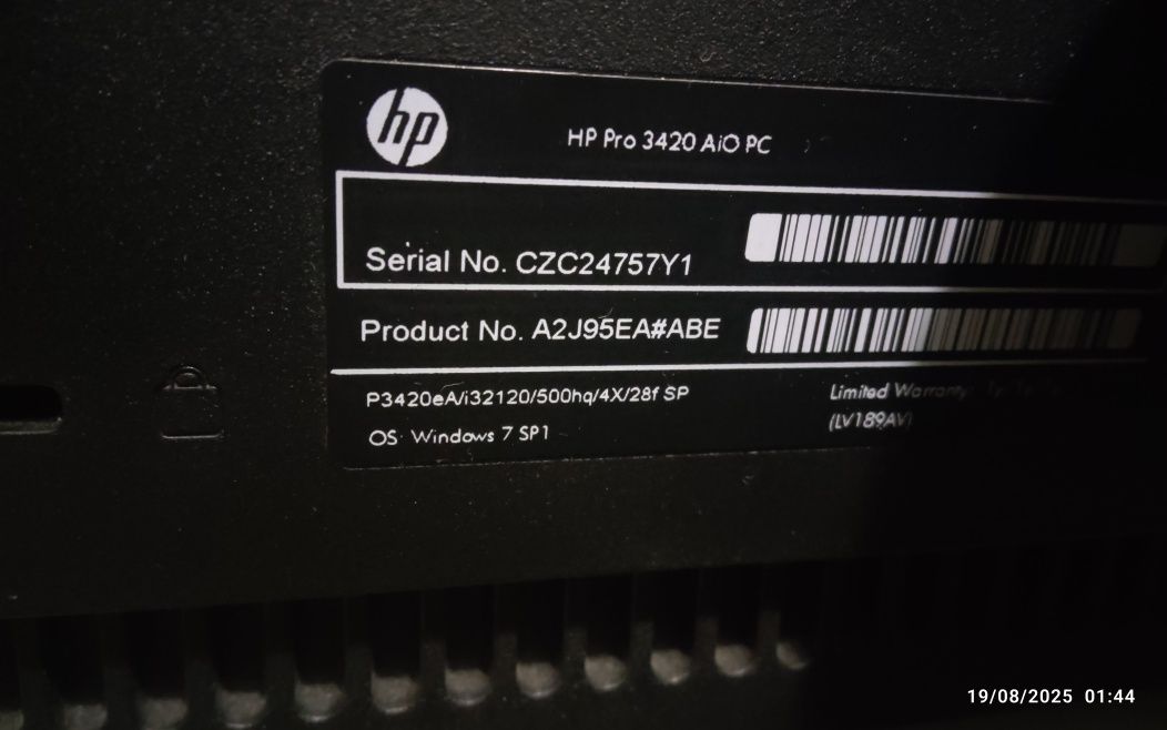 Desktop All-in-One HP Pro 3420 AIO PC com avaria