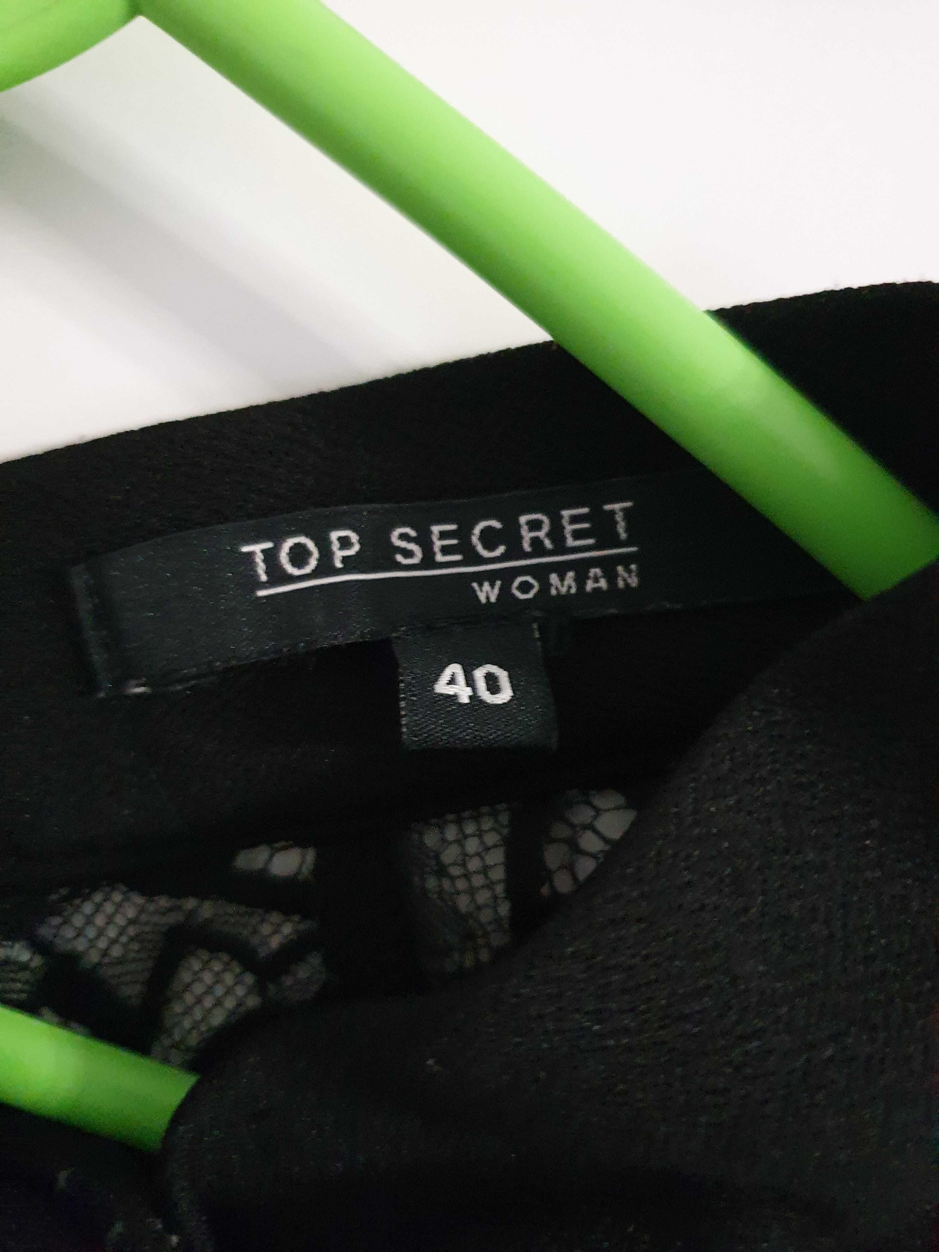 Elegancka czarna bluzeczka z koronką Top Secret - r. 40