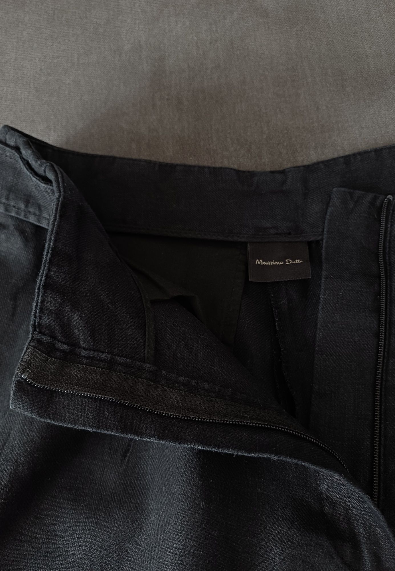 Massimo Dutti lniane spodenki 100% len czarne szorty z zakładkami