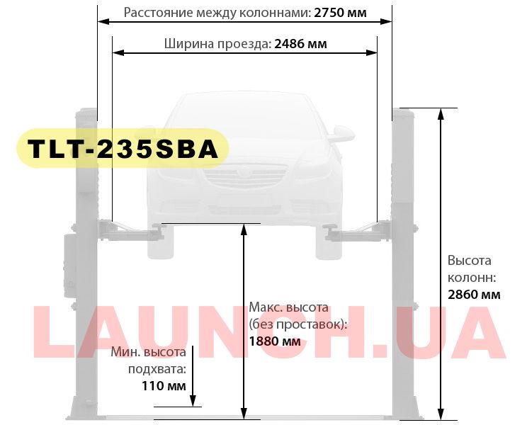 Подъемник для СТО LAUNCH TLT-235SBA автомобильный двухстоечный на 220В