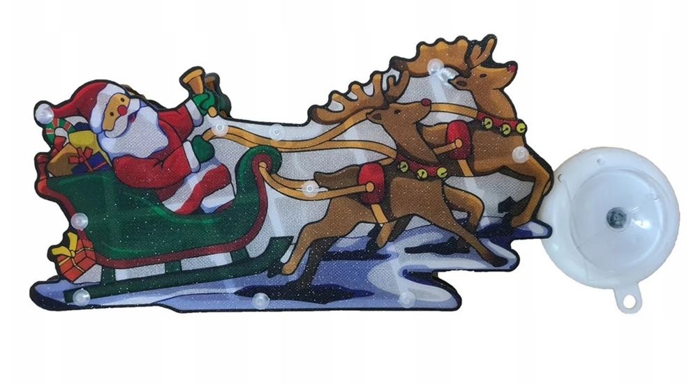 Lampka mikołaj na saniach 25cm LED świecący ozdoba świąteczna na święt
