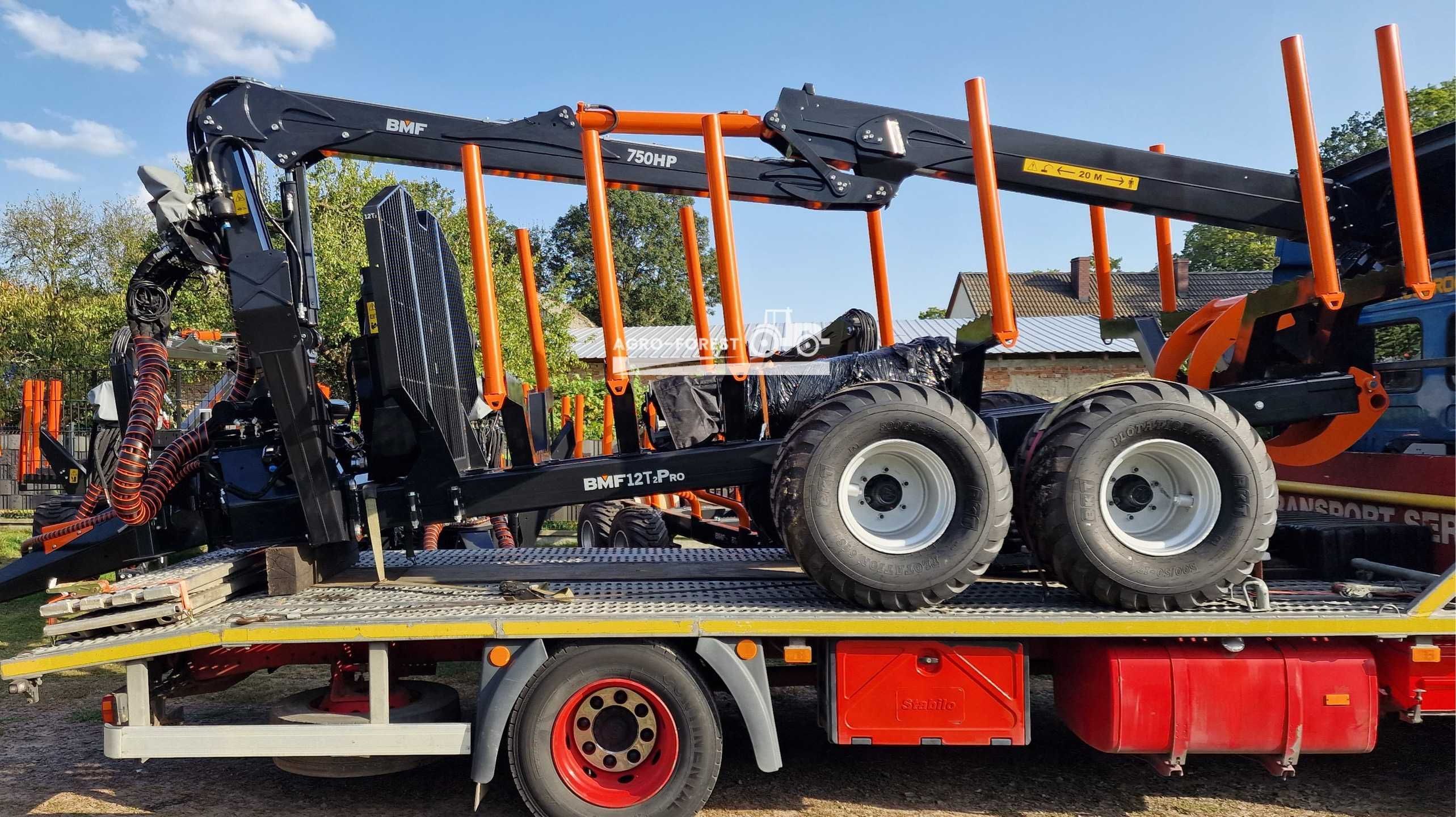 NOWA Przyczepa Leśna Zrywkowa BMF 12T2 750hp Żuraw 7.5m 6 Par Leasing