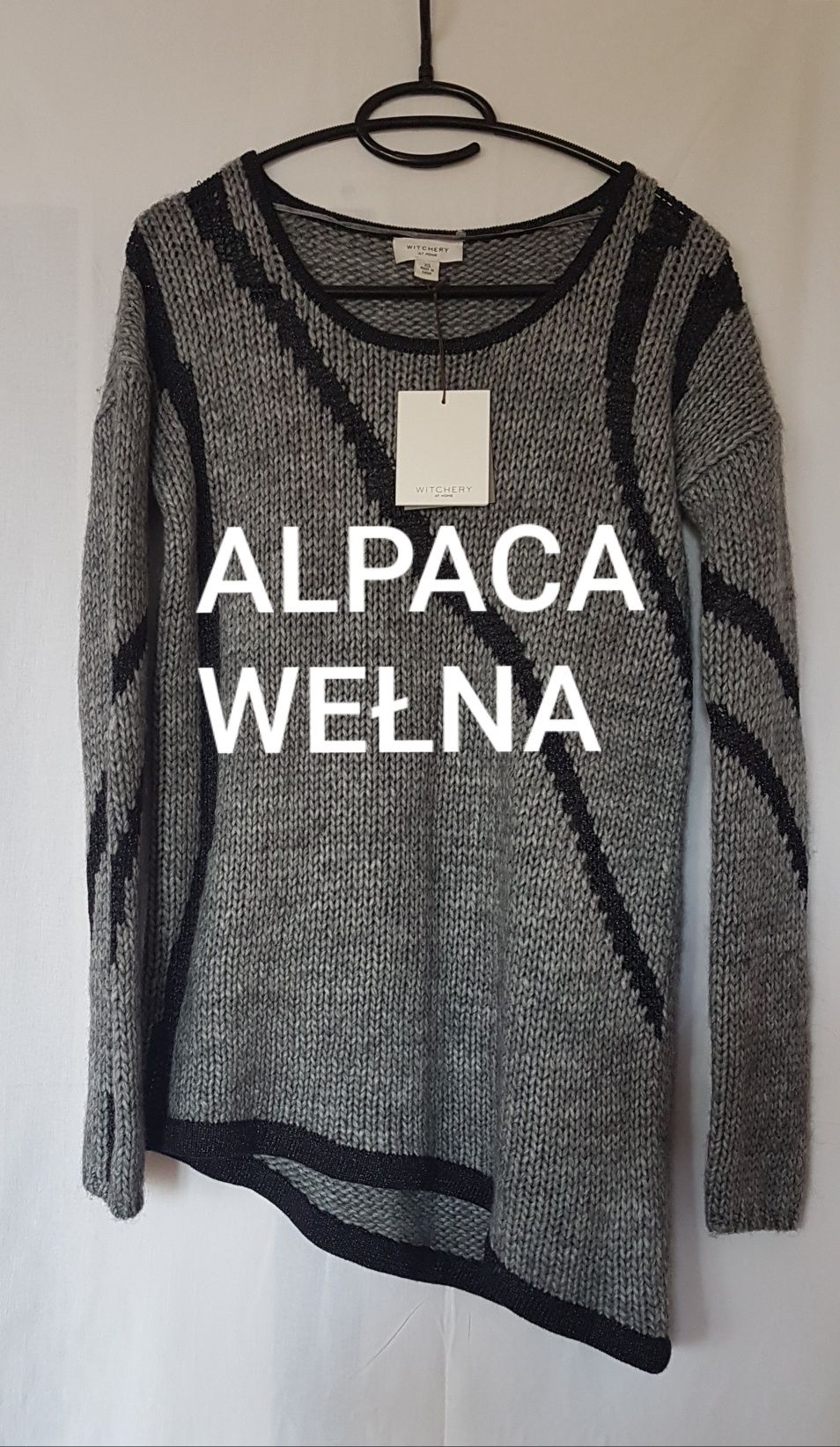 Witchery nowy sweter alpaka wełna wool asymetryczny vintage retro