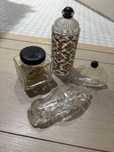 4 frascos antigos em vidro, conjunto